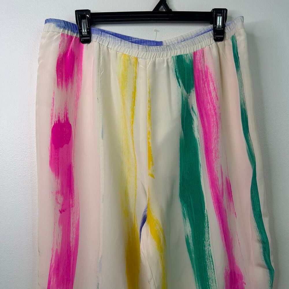 Vintage NWT Bonnie Boerer 100% Silk‎ Rainbow Abstract Pants M Hong Kong Artsy - Picture 2 of 10